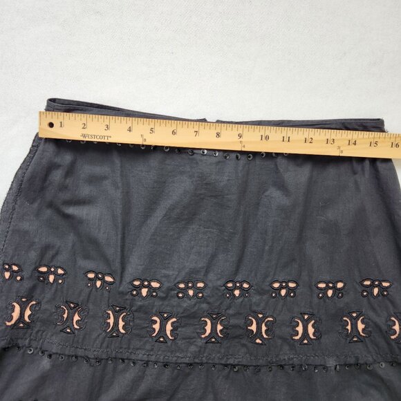 Cordelia Black Peach Midi Skirt Goth Steampunk Retro Feminine Ruffles Lace Up M - Picture 11 of 13